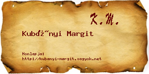 Kubányi Margit névjegykártya